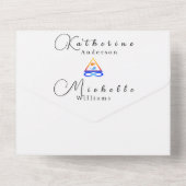 写真結婚の – QRコード – LGBTQ – ツイン炎シンボル オールインワン招待状 (裏面)