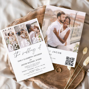 写真結婚のQRコードのミニマルエレガントリスト 招待状