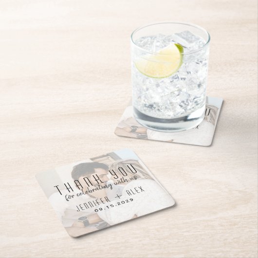 写真結婚のThanks You Coaster スクエアペーパーコースター (インサイチュ)