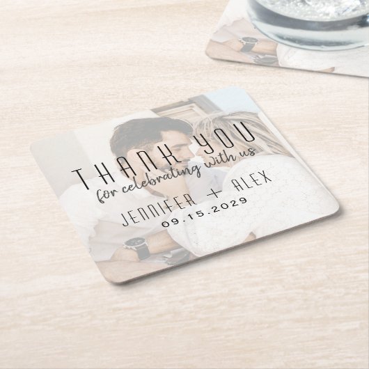 写真結婚のThanks You Coaster スクエアペーパーコースター (アングル)