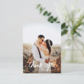写真結婚やパーティーの手書に感謝 ポストカード (スタンド正面)