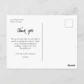 写真結婚やパーティーの手書に感謝 ポストカード (裏面)