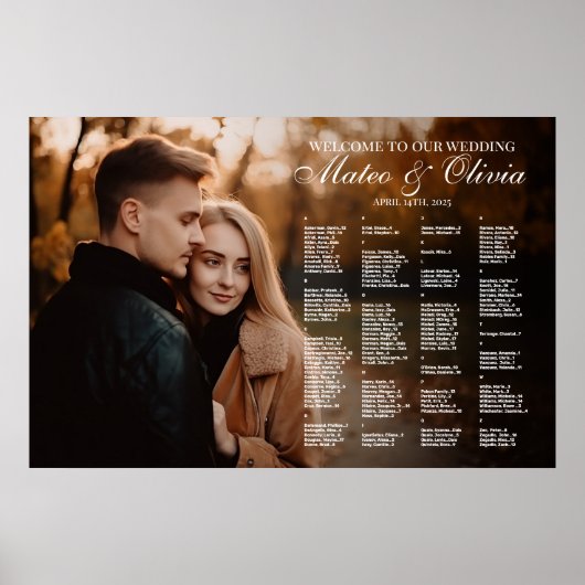 写真結婚アルファベット付き座席表 ポスター (正面)