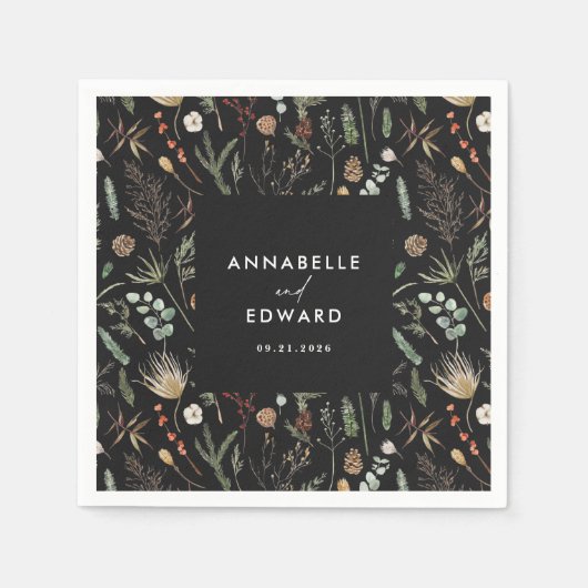 写真結婚アーチ水彩植物性フローラ スタンダードカクテルナプキン (正面)