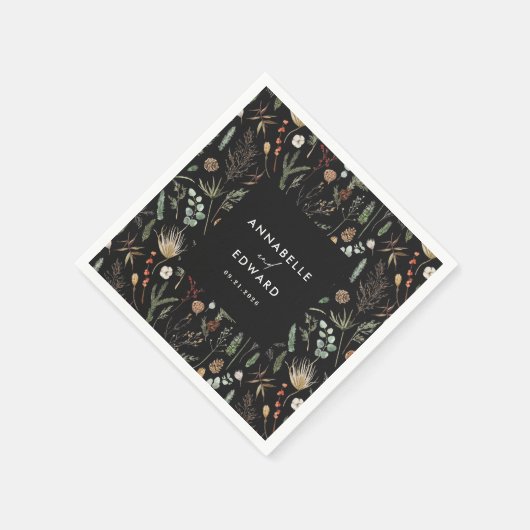 写真結婚アーチ水彩植物性フローラ スタンダードカクテルナプキン (角)