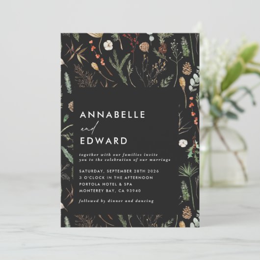 写真結婚アーチ水彩植物性フローラ 招待状 (スタンド正面)