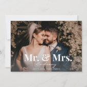 写真結婚タイポグラフィ発表Mr. & Mrs. - H 招待状 (正面)