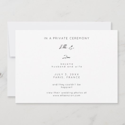 写真結婚タイポグラフィ発表Mr. & Mrs. - H 招待状 (裏面)