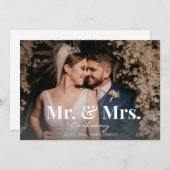 写真結婚タイポグラフィ発表Mr. & Mrs. - H 招待状 (正面/裏面)