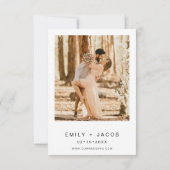 写真結婚ミニマリスト白の結婚ズ 招待状 (裏面)