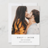 写真結婚ミニマリスト白の結婚ズ 招待状 (裏面)