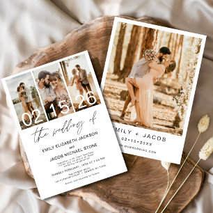 写真結婚ミニマリスト白の結婚ズ 招待状