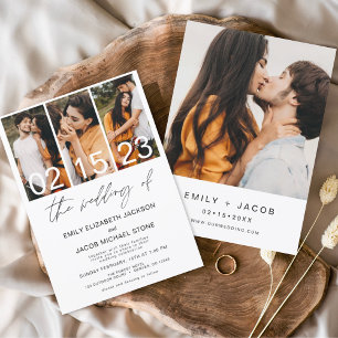 写真結婚ミニマリスト白の結婚ズ 招待状