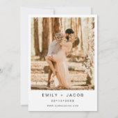 写真結婚ミニマリスト白の結婚ズ 招待状 (裏面)