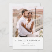 写真結婚ミニマリスト白の結婚ズ 招待状 (裏面)