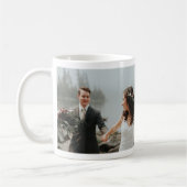 写真結婚モダンのスパーソナライズされたクリプト名 コーヒーマグカップ (左)