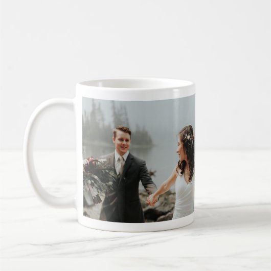 写真結婚モダンのスパーソナライズされたクリプト名 コーヒーマグカップ (左)