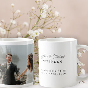 写真結婚モダンのスパーソナライズされたクリプト名 コーヒーマグカップ