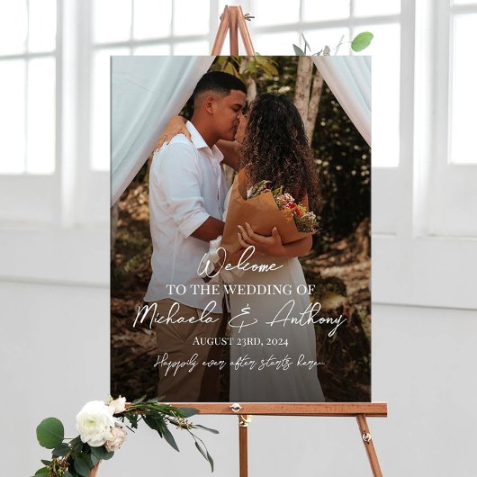 写真結婚付き歓迎パーソナライズされたサイン ポスター