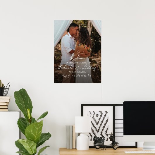 写真結婚付き歓迎パーソナライズされたサイン ポスター (ホームオフィス)