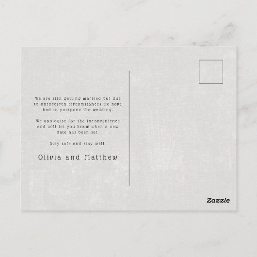 写真結婚延期告知 ポストカード (裏面)