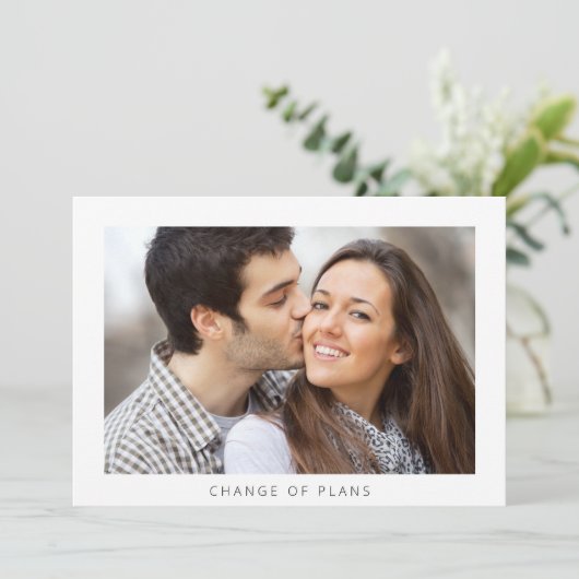 写真結婚延期計画のシンプル変更 案内状 (スタンド正面)