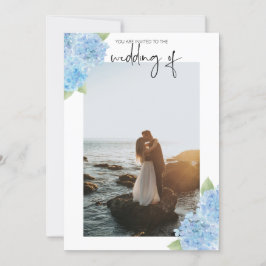 写真結婚式招待状 – 青いアジサイ セーブザデート