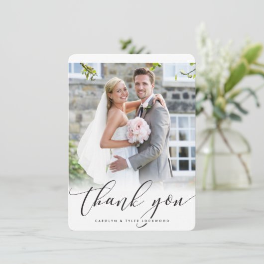 写真結婚書に感謝エレガントする サンキューカード (スタンド正面)