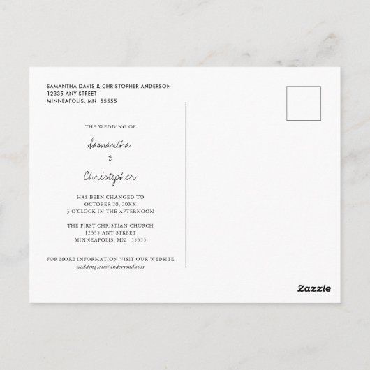 写真結婚書付き延期 ポストカード (裏面)