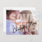 写真結婚発表の計画の変モダン更 案内ポストカード (正面/裏面)