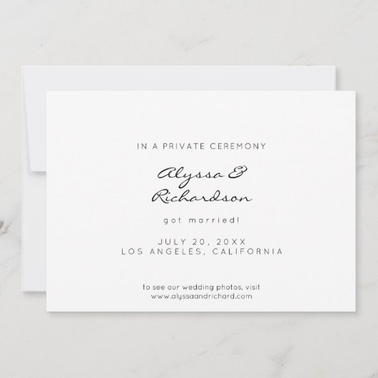 写真結婚発表黒タイポグラフィ 招待状 (裏面)