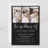 写真結婚QRコード白黒 招待状 (正面)