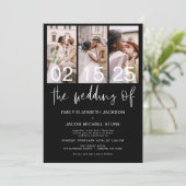 写真結婚QRコード白黒 招待状 (スタンド正面)