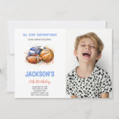 写真絵を描付きスポーツ誕生日招待状 招待状 (正面)