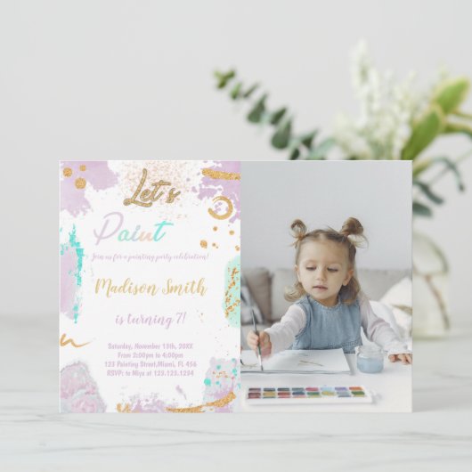 写真絵を描付き誕生日招待状 招待状 (スタンド正面)