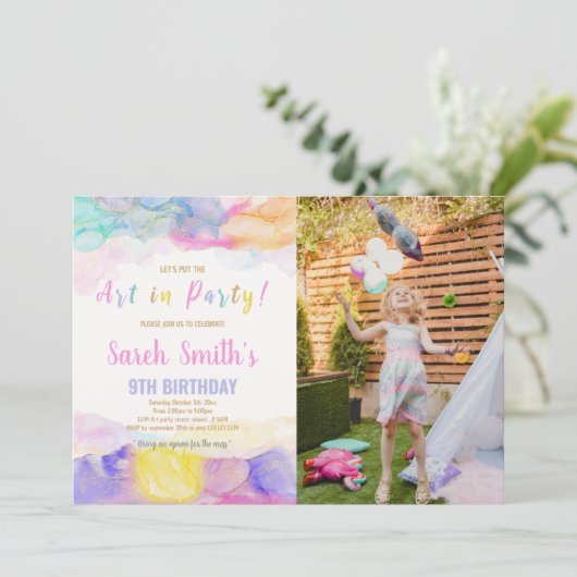 写真絵を描付き誕生日招待状 招待状 (スタンド正面)