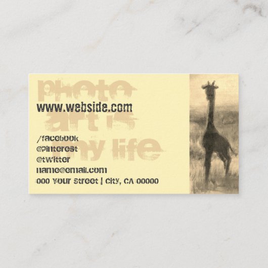 写真絵を描写真サファリサンセットフォトグラファー 名刺 (裏面)