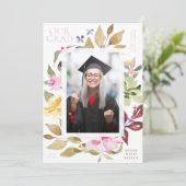 写真絵を描花模様学校卒業発表 招待状 (スタンド正面)