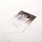 写真縁どウェディング日付フォイルはがきを保存 箔シーズンポストカード (回転した状態)