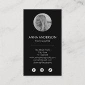 写真縦型モダンQRコードソーシャルメディア 名刺 (裏面)