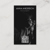 写真縦型モダンQRコードソーシャルメディア 名刺 (正面)