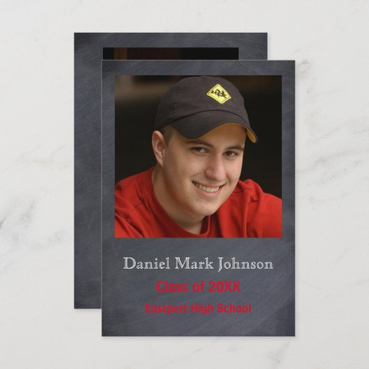 写真縦置き – 3 x 5卒業発表 招待状 (正面/裏面)