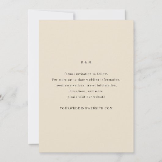 写真自然開花とベージュ結婚フローラ セーブザデート (裏面)