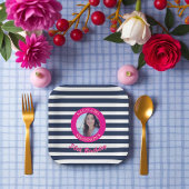 写真航海のパーソナライズされたストライプ誕生日プレート ペーパープレート