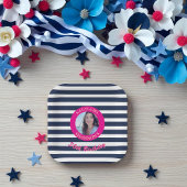 写真航海のパーソナライズされたストライプ誕生日プレート ペーパープレート