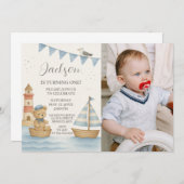 写真航海の付誕生日招待状 招待状 (正面/裏面)