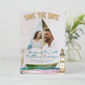 写真航海の帆船フラット日付カードを保存 セーブザデート (スタンド正面)