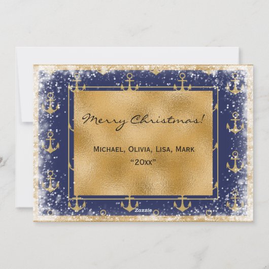 写真航海の金ゴールドブルークリスマスクリスマスカード シーズンカード (裏面)