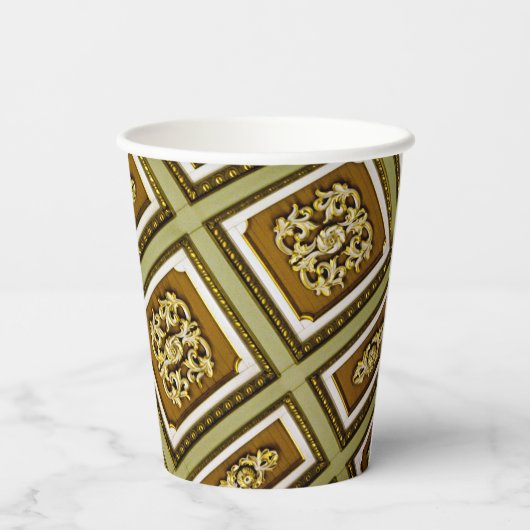 写真茶と緑の抽象芸術天井 紙コップ (裏面)