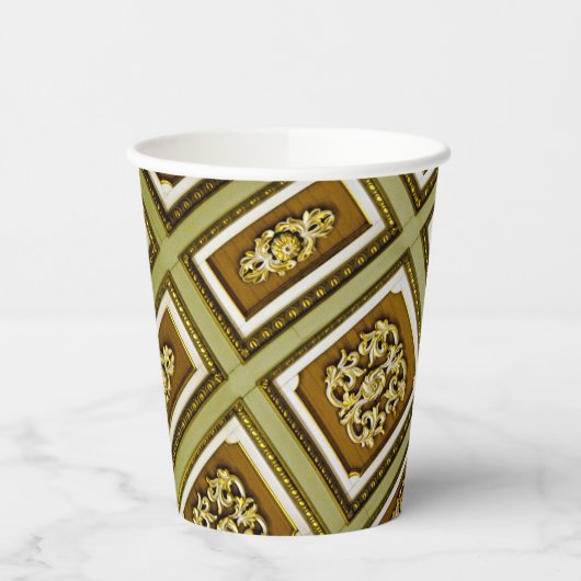 写真茶と緑の抽象芸術天井 紙コップ (左)